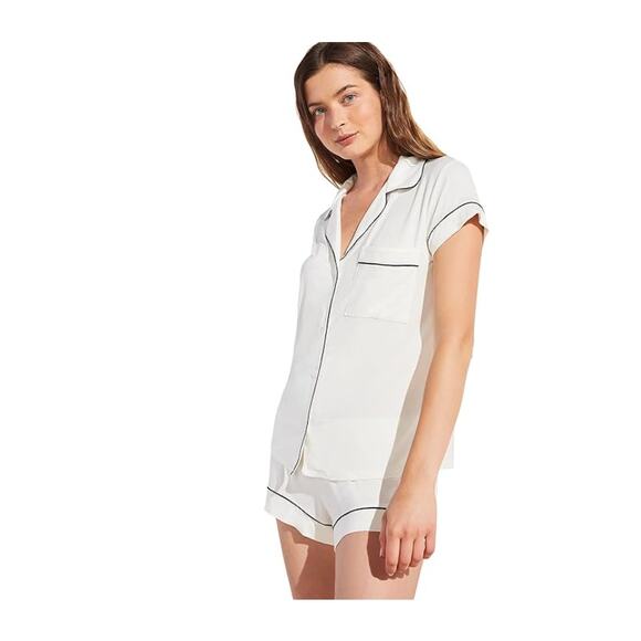 Eberjey Other - EBERJEY Giselle Short PJ Set Large Pure Ivory Navy Blue Tencel Modal Relaxed NWT